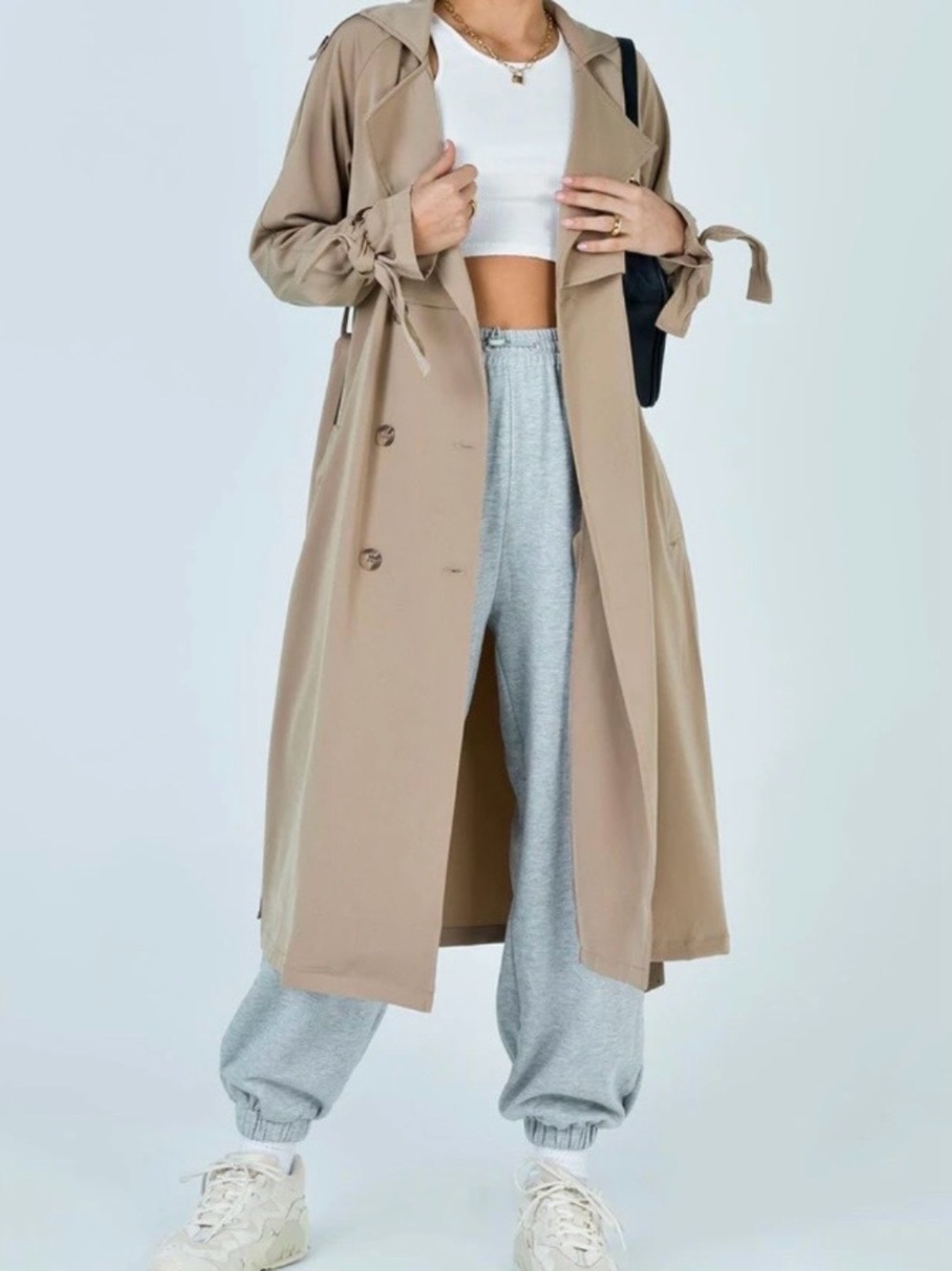 Princess Polly Beige Long Trench Coat